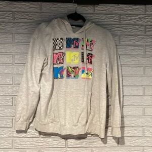 MTV Gray Hoodie with Vibrant Graphics Youth Large